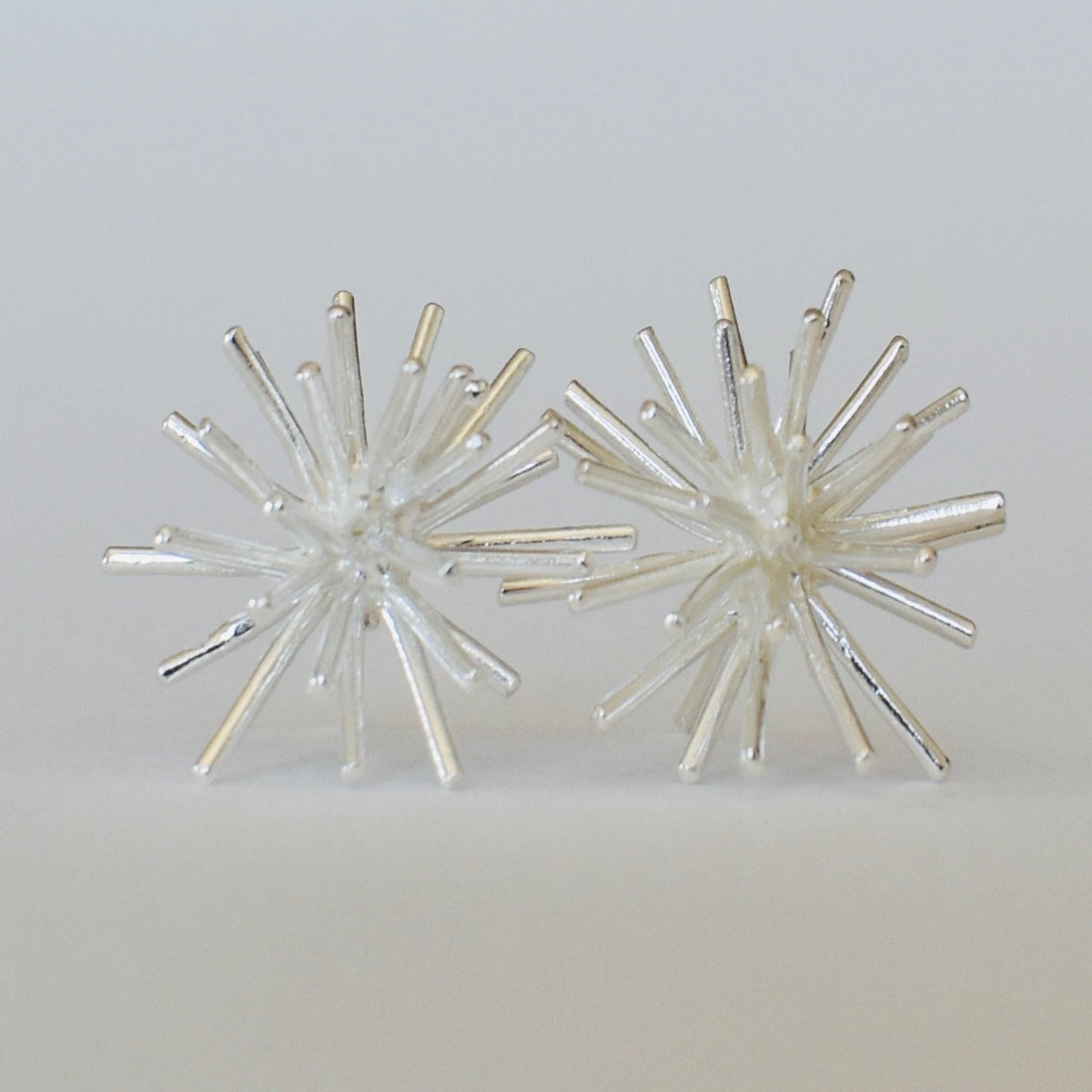 Sea Urchin earrings in solid recycled sterling silver.