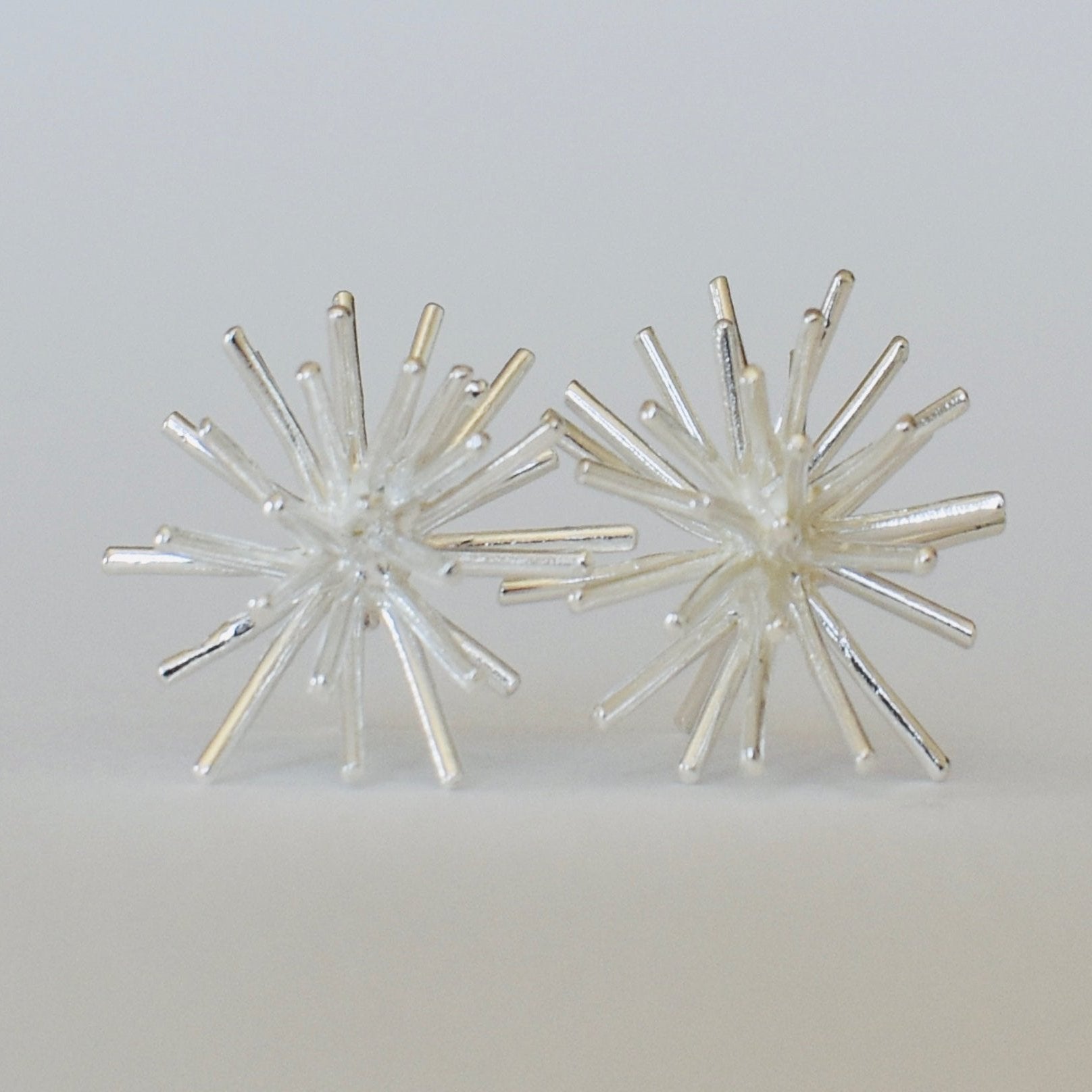 Sea Urchin earrings in solid recycled sterling silver.