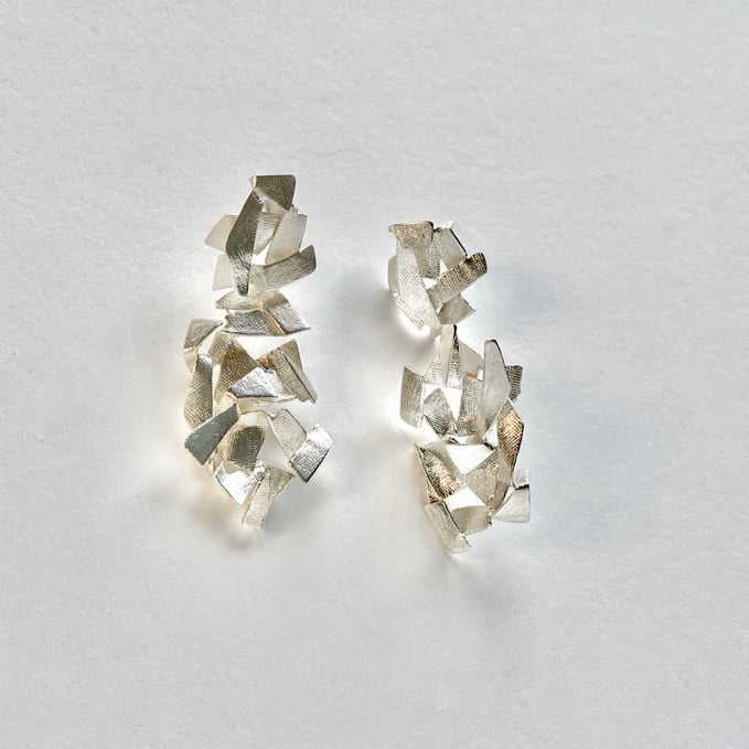 Shards Cluster, earrings. Hand made in recycled sterling silver.